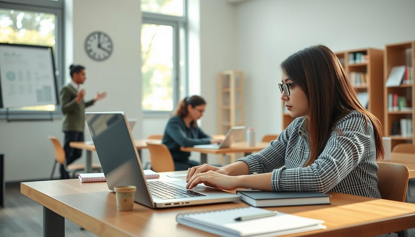 Students collaborating in study space